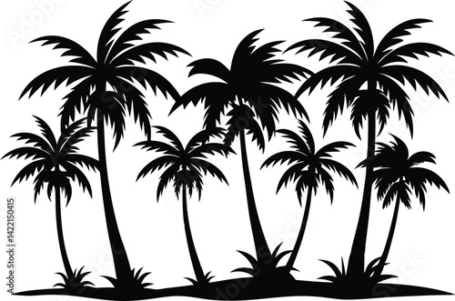 Stylized Palm Tree Silhouettes – Minimalist Black & White Tropical Vector Set