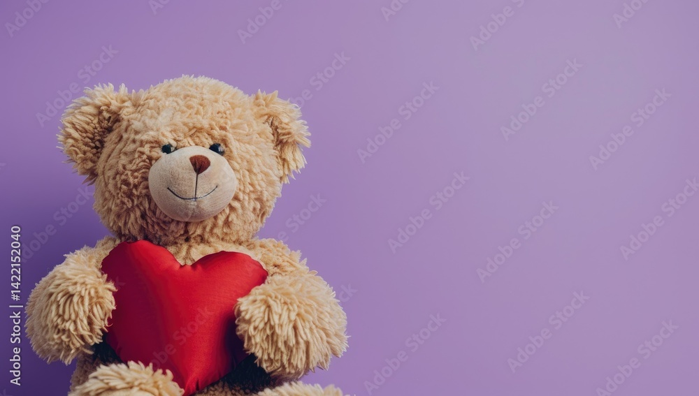 Teddy bear with a stethoscope and a heart on a purple background Teddy bear with a stethoscope and a heart on a purple background