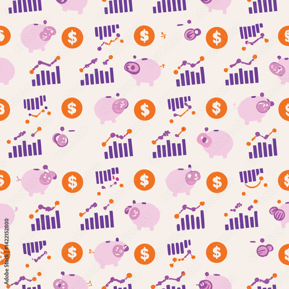 Seamless Clean Pastel Financial Icons Pattern Seamless Clean Pastel Financial Icons Pattern