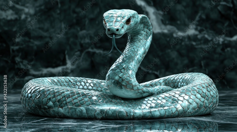 Fototapeta premium Serpent in teal, poised