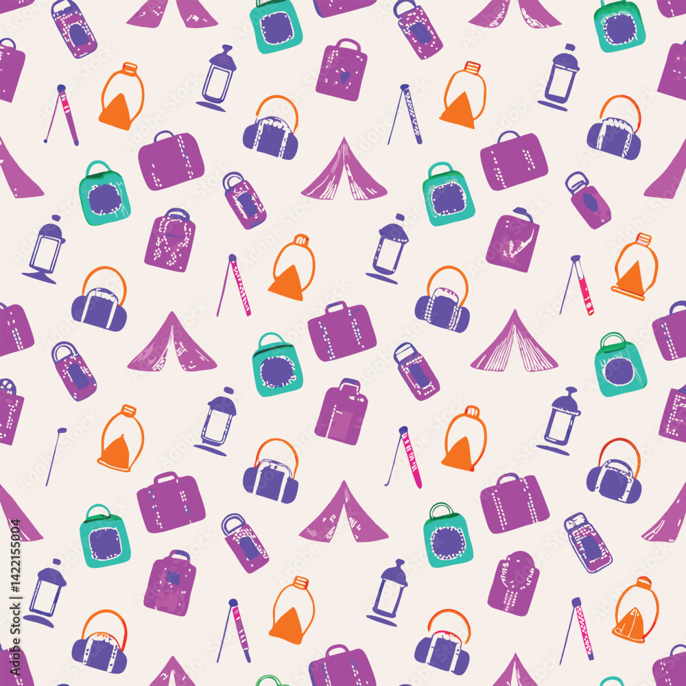 Soft Pastel Camping Gear Pattern Soft Pastel Camping Gear Pattern