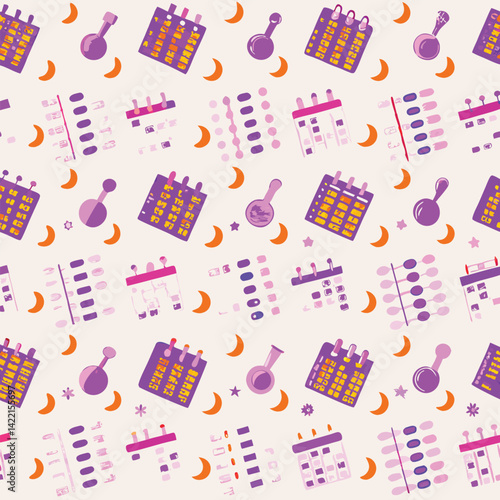 Wellness Pastel Planner Icons Vector Pattern