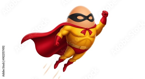 Flying Egg Superhero Illustration