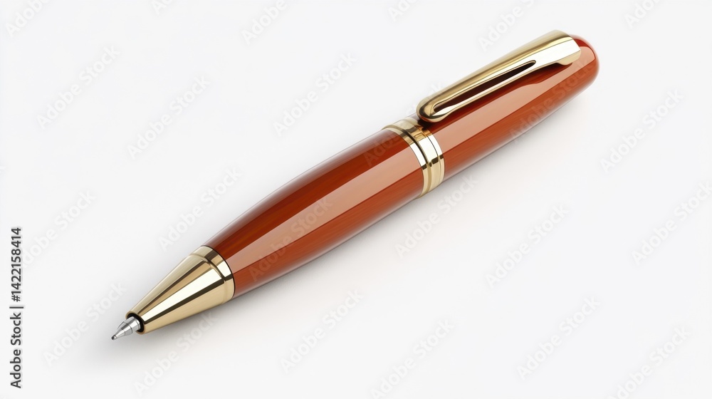 Brick Red Pen Mockup on White Background. Generative AI Brick Red Pen Mockup on White Background. Generative AI