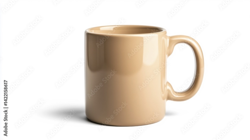 Fototapeta premium Beige mug mockup closeup isolated on white background. Generative AI