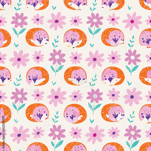 Nature Kids Pastel Sleepy Foxes Pattern