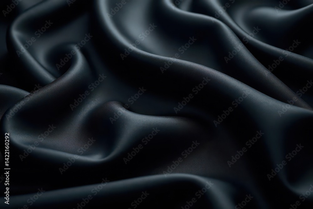 Fototapeta premium Intricate silk folds, dramatic shadows, midnight black , dramatic, apparel, folds