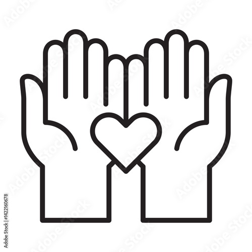 Two hand giving love icon. Symbol of fundraising, compassion, philanthropy, giving, care, humanity. Vector illustration.