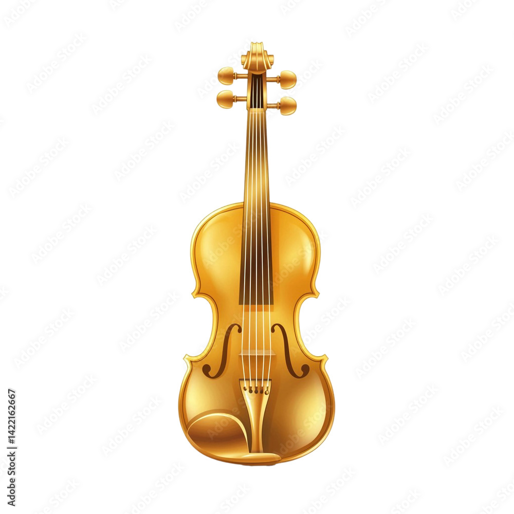 Naklejka premium Golden violin musical instrument elegant design art
