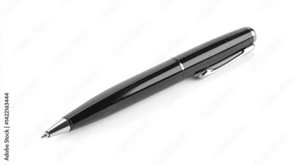 Black pen mockup isolated on white background. Generative AI Black pen mockup isolated on white background. Generative AI