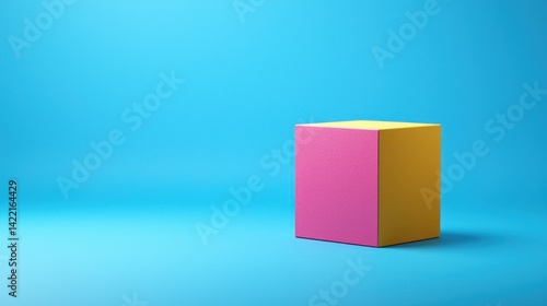 Minimalist cube display on vibrant background