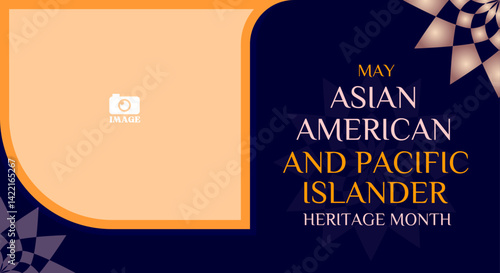Asian American and Pacific Islander Heritage Month. Background design with flower illustration for greetings in May, campaigns