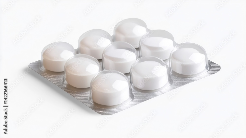 Medicine Blister Packing Mockup Isolated on White Background. Generative AI