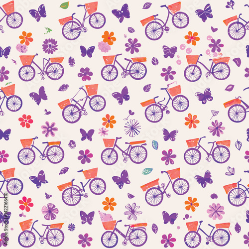 Spring Lifestyle Pastel Bicycles Pattern