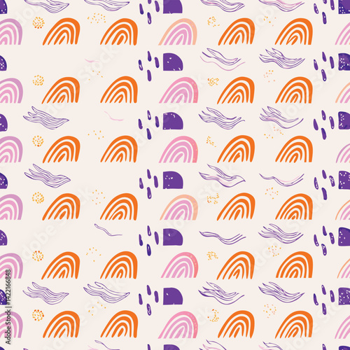 Coastal Design Pastel Abstract Ocean Waves Pattern