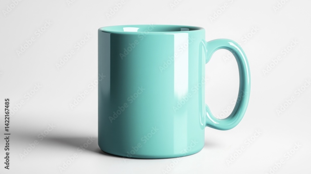 Fototapeta premium Aqua Mug Mockup Isolated on White Background. Generative AI