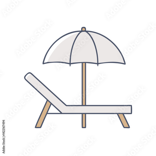 Relaxing under a sunshade on a beach lounge chair during a sunny day at the seaside paradise