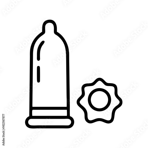 Safe sex practices illustrated with a condom and lubricant in a minimalist design for sexual health education