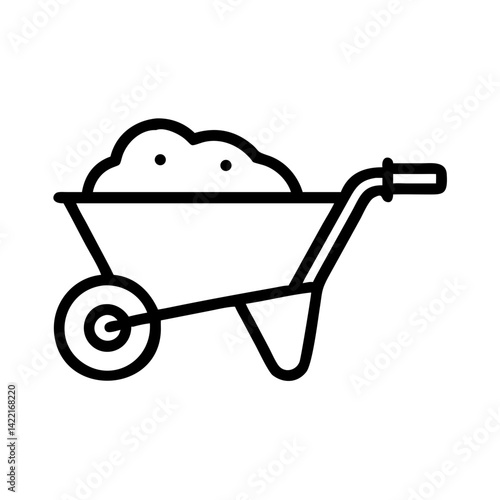 Gardening tool used for transporting soil or materials in a yard or garden during daytime activities