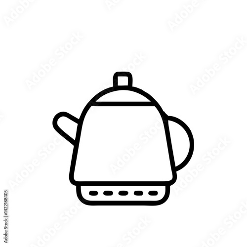 Simple kettle design presented in a minimalistic style, showcasing its elegant shape and functionality for everyday use in a kitchen environment