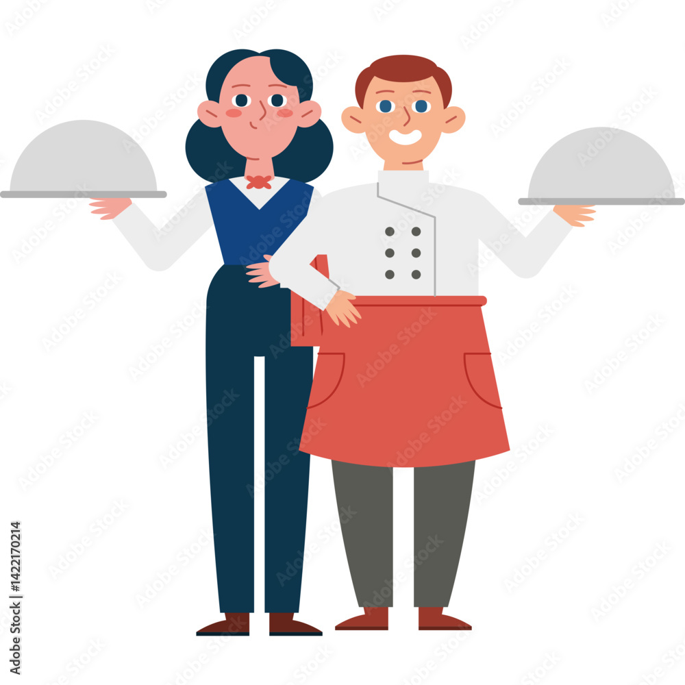 Celebrating Labour Day with Dedicated Waitstaff and Cooks in a Flat Style Celebrating Labour Day with Dedicated Waitstaff and Cooks in a Flat Style