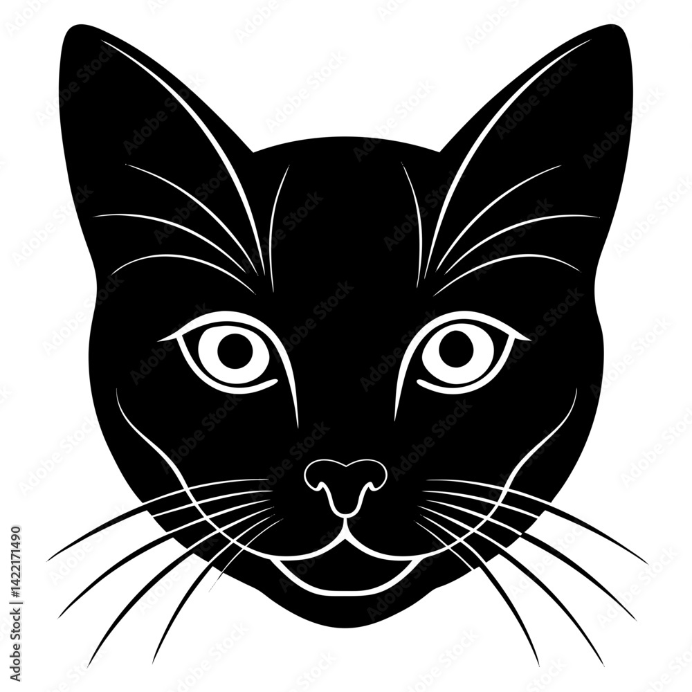 Obraz premium Cat head silhouette vector isolated on white background 