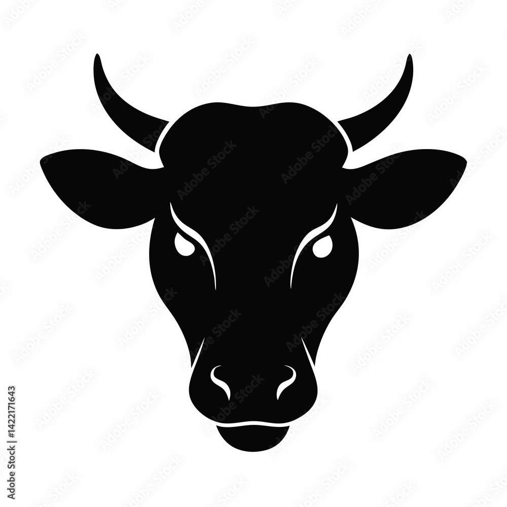 Cattle head silhouette vector isolated on white background Cattle head silhouette vector isolated on white background
