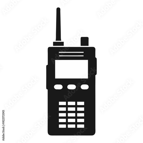 Black Silhouette Icon of a Portable Two-Way Radio Communication Device (Walkie-Talkie)
