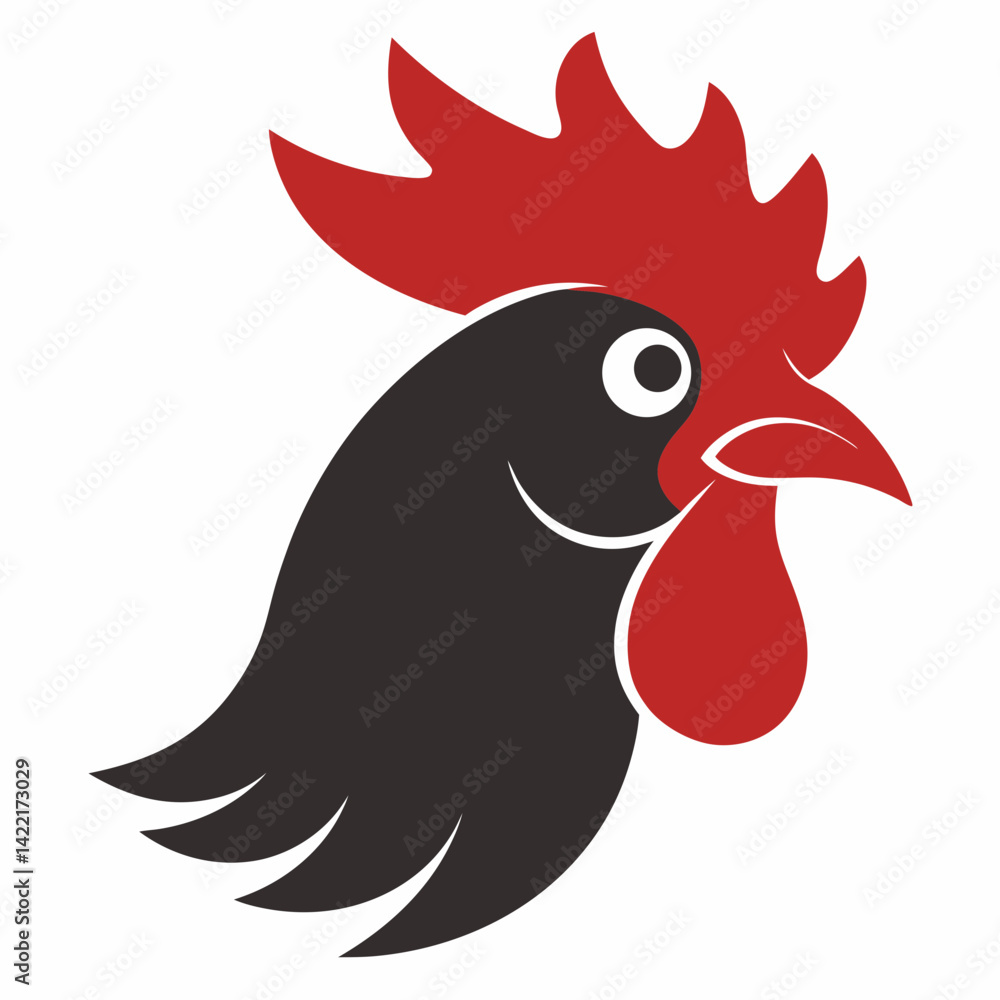 Fototapeta premium Chicken head silhouette vector isolated on white background