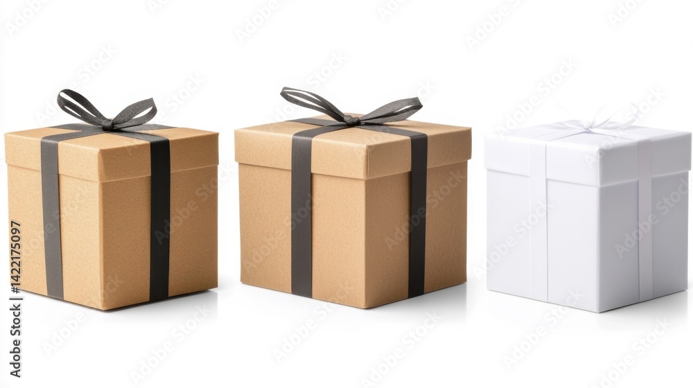 Gift Boxes on White Background. Generative AI Gift Boxes on White Background. Generative AI