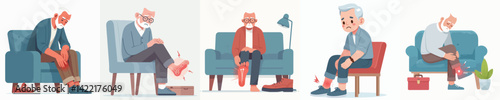 vector of grandfather having a sore leg