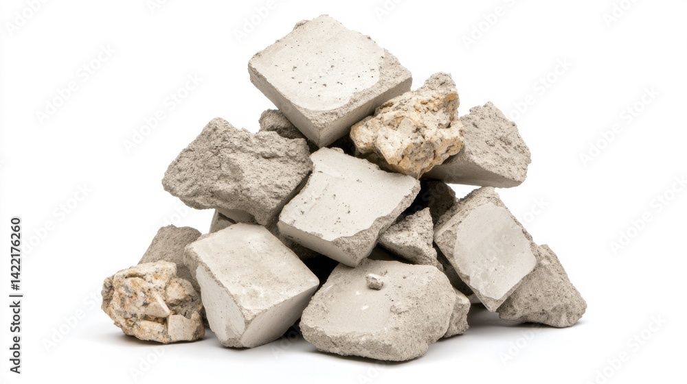 High-strength concrete blocks isolated on white background. Generative AI High-strength concrete blocks isolated on white background. Generative AI