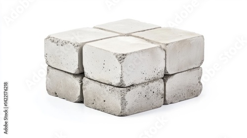 Autoclaved Aerated Concrete Blocks Isolated on White Background. Generative AI