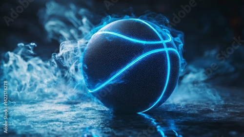 Wallpaper Mural A glowing basketball with a blue and white stripe Torontodigital.ca