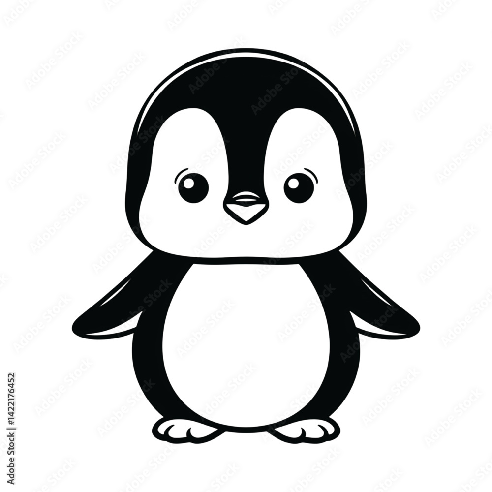 Adorable Cartoon Penguin Drawing with Simple Design