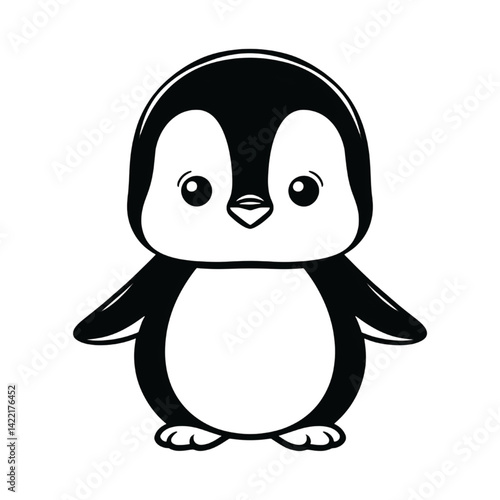 Obraz na płótnie Adorable Cartoon Penguin Drawing with Simple Design w salonie