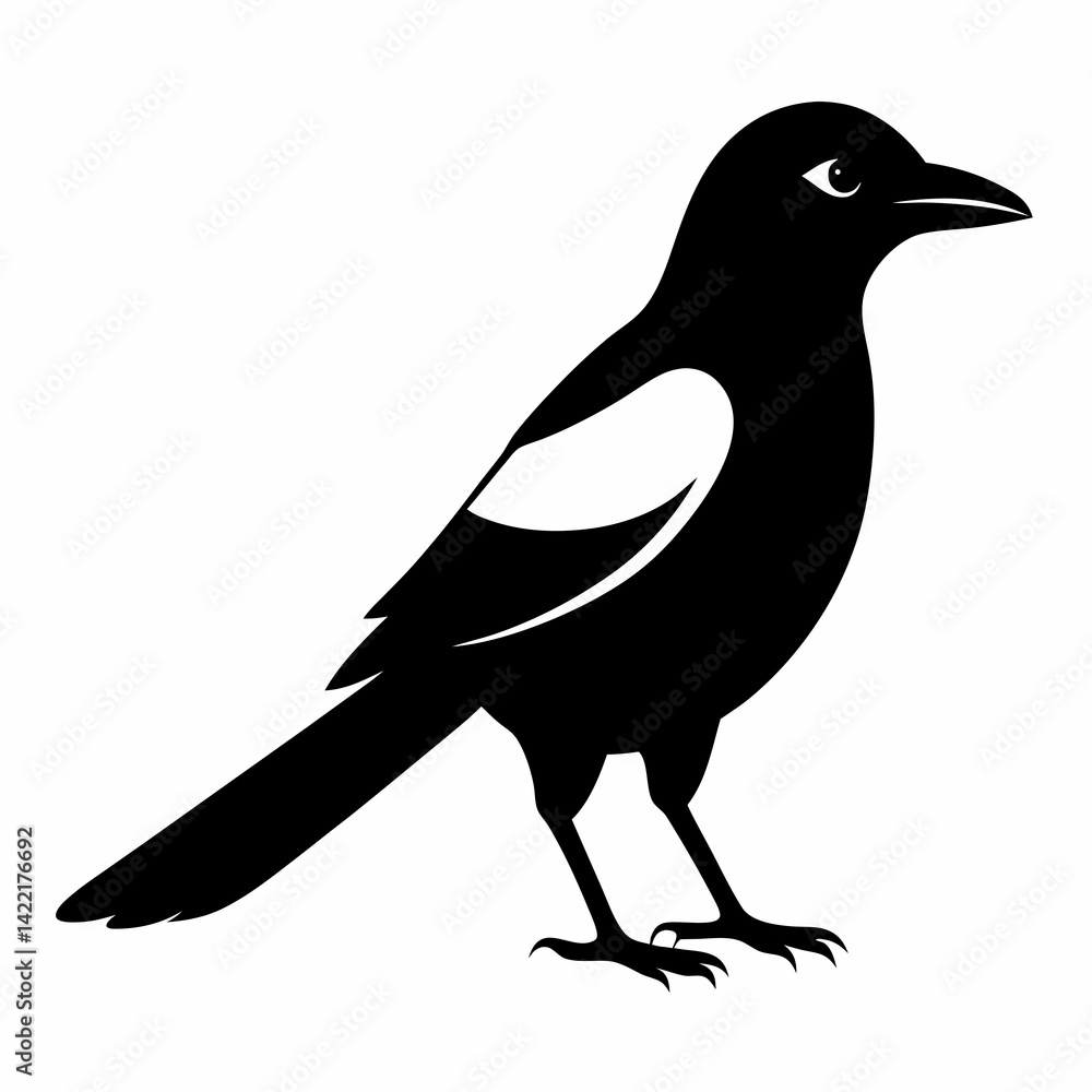 Obraz premium Magpie silhouette vector isolated on white background