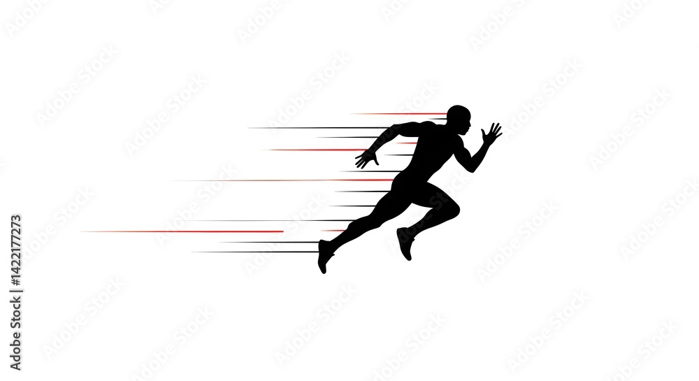 Fototapeta premium Running Man Silhouette with Motion Lines