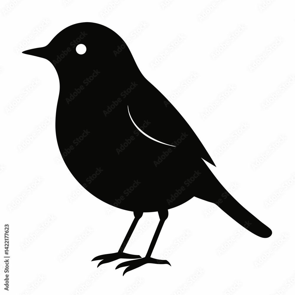 Obraz premium Robin silhouette vector isolated on white background