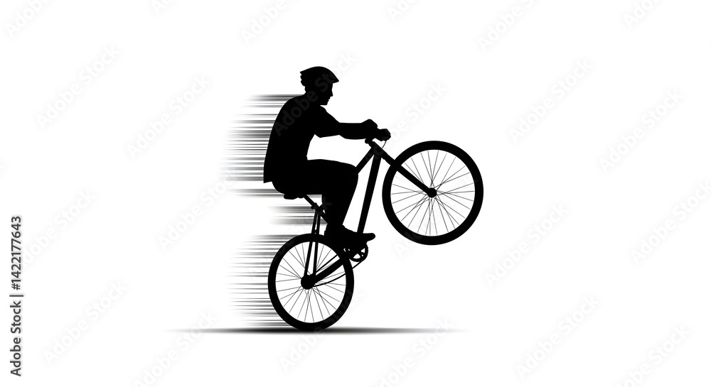 Fototapeta premium Silhouette of Cyclist on One Wheel