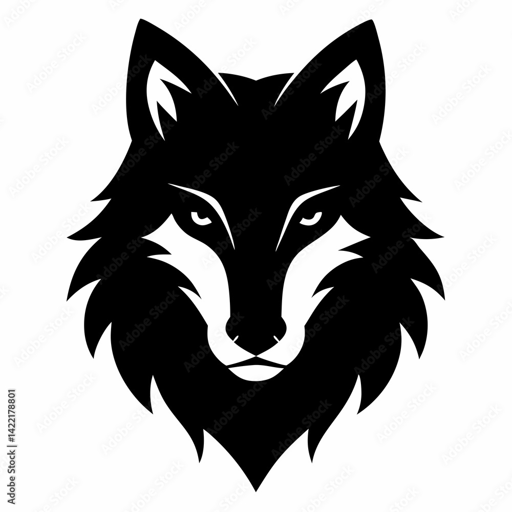 Obraz premium Wolf head silhouette vector isolated on white background