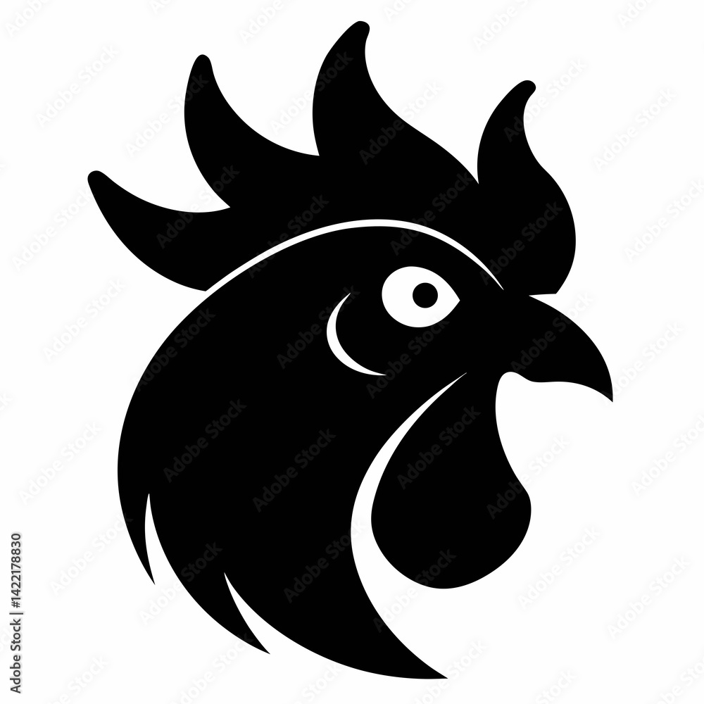 Fototapeta premium Chicken head silhouette vector isolated on white background