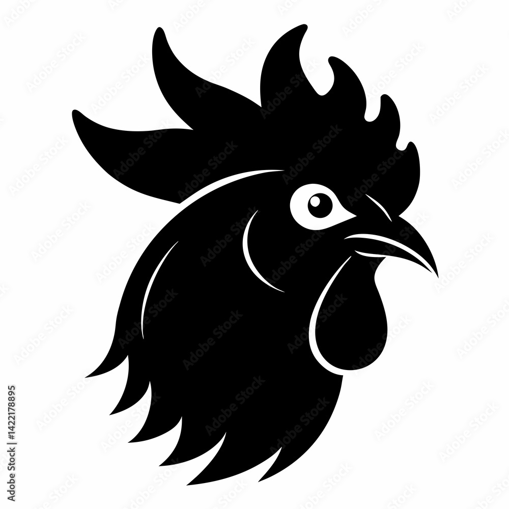 Fototapeta premium Chicken head silhouette vector isolated on white background