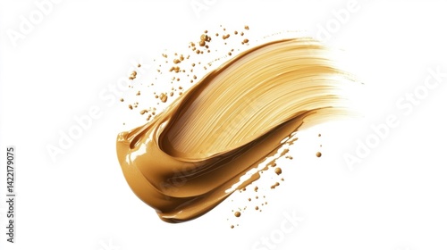 Sand color brush stroke isolated on white background. Generative AI