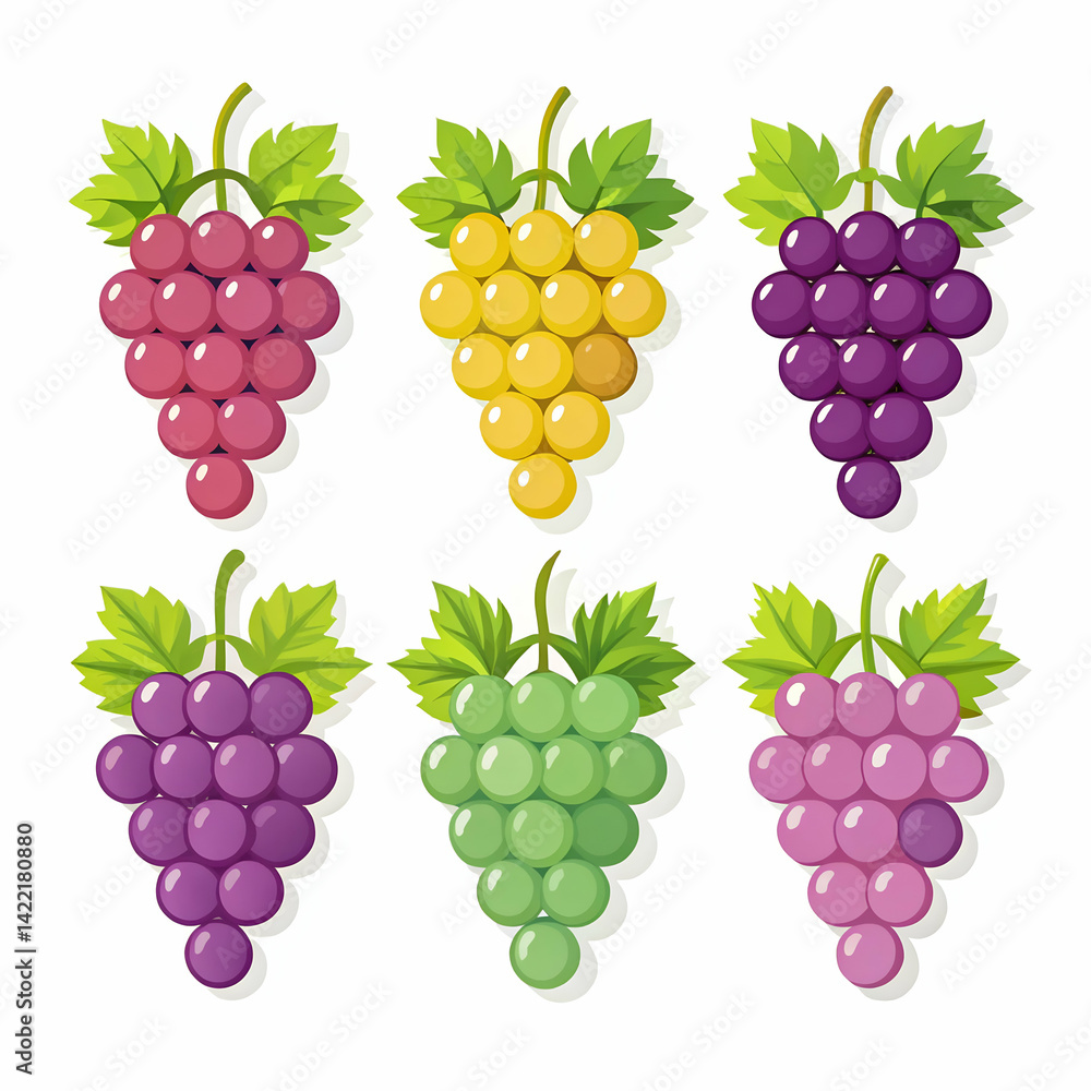 Grapes icon set in flat vector style Grapes icon set in flat vector style