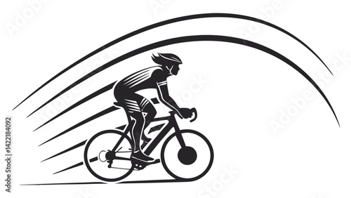 Silhouette of a Cyclist in Motion Riding Fast A Dynamic Representation of Speed, Endurance, and Athletic Performance