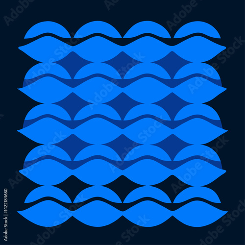 Esoteric blue waves pattern on dark background