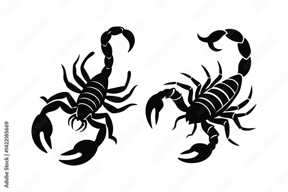 Set of scorpion silhouette vector art illustration Set of scorpion silhouette vector art illustration