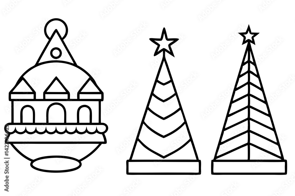 Fototapeta premium Holiday Signpost Line Art Collection