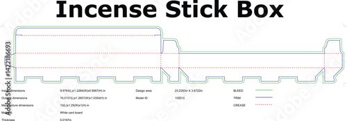 Incense stick box die cut template for manufacturing vector packaging design layout